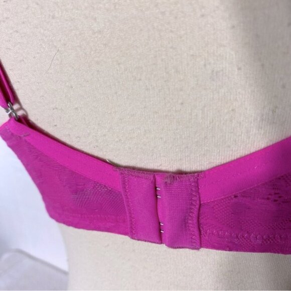 Victorias Secret Hot Pink Lace Body By Victoria Push Up Bra 36D - Picture 4 of 12